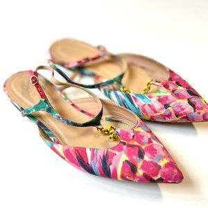 J.Crew - Ratti Painted Pineapple Chain Link Flats Size 10